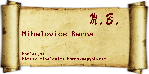 Mihalovics Barna névjegykártya